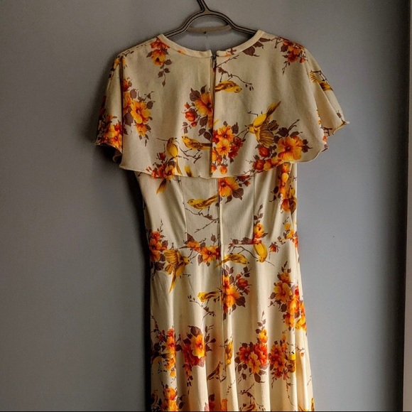 Vintage handmade 70's floral bird Maxi Dress - Picture 4 of 7